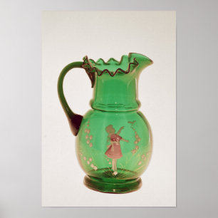 Mary Gregory green jug with fired enamel Poster
