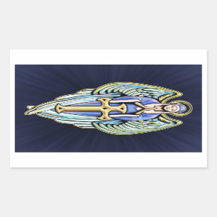 Mary Guardian Angel Cross Design Rechteckiger Aufkleber
