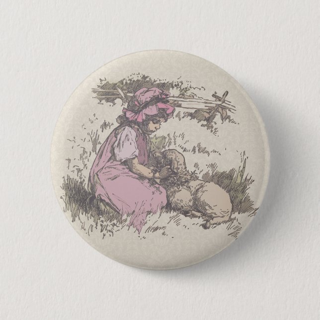 Mary hatte ein kleines Lamm Kinderreim Button (Vorderseite)