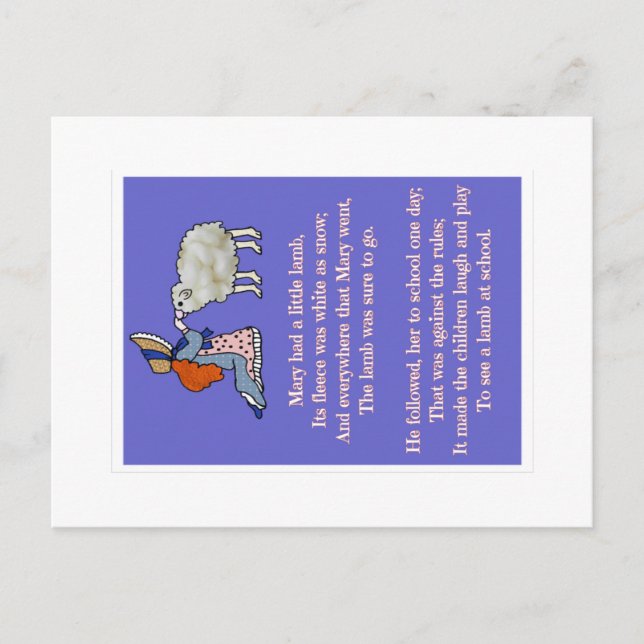 Mary hatte ein kleines Lamm Postkarte (Vorderseite)