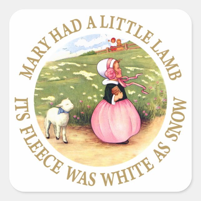 Mary hatte ein kleines Lamm Quadratischer Aufkleber (Vorderseite)