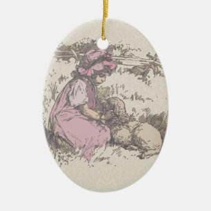 Mary hatte einen kleinen Lamm-Kinderzimmer-Rhyme Keramik Ornament