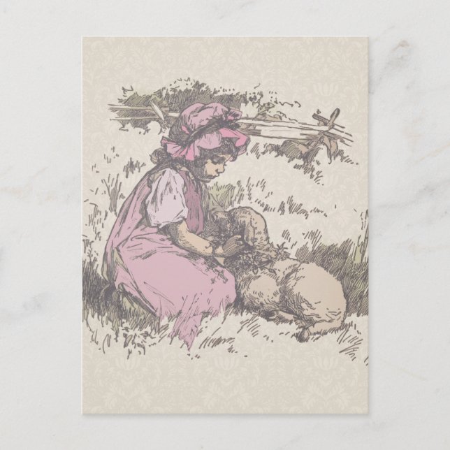 Mary hatte einen kleinen Lamm-Kinderzimmer-Rhyme Postkarte (Vorderseite)