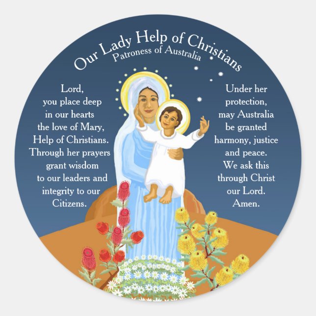   Mary, Help of Christians Runder Aufkleber (Vorderseite)
