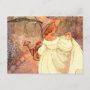 Mary in ihrem Garten Postkarte