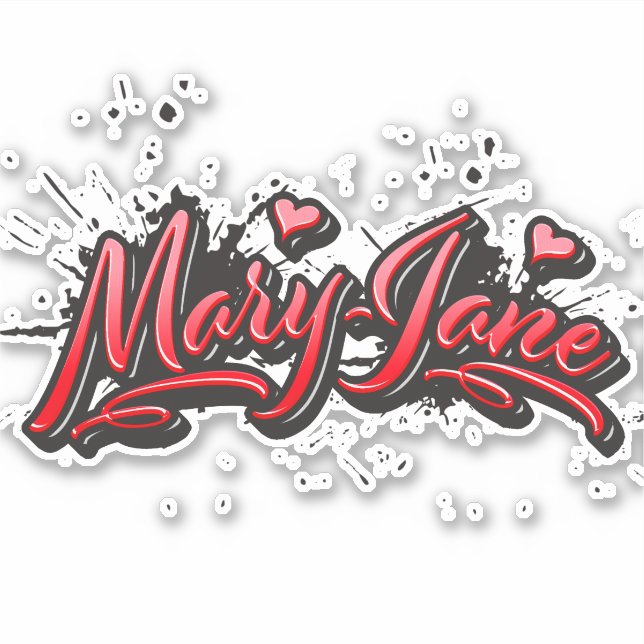 Mary-Jane red Heart Graffiti Aufkleber Sticker (Vorderseite)
