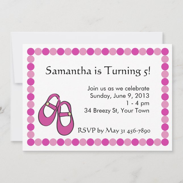 Mary Janes Geburtstagsparty Einladung (Vorderseite)