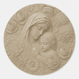 Mary Jesus Floral Religious Katholic Runder Aufkleber