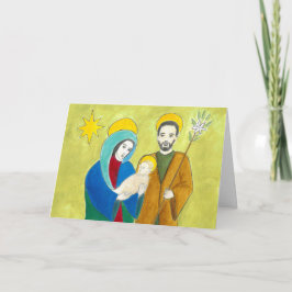 Mary, Joseph and baby Jesus Christmas card. Feiertagskarte