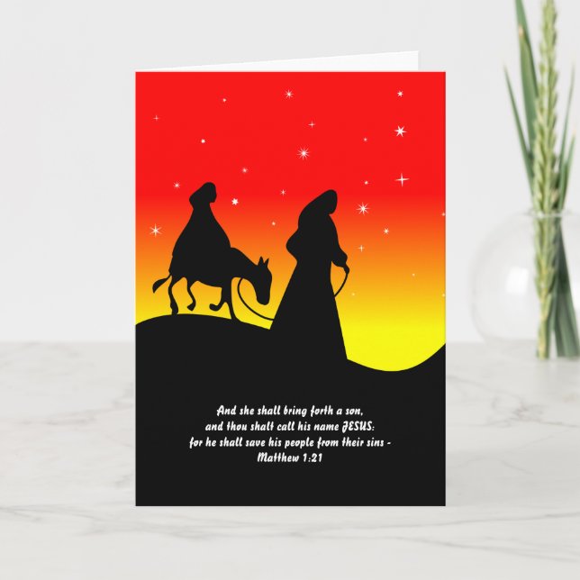 Mary & Joseph, Bible Scripture Verse Feiertagskarte (Vorderseite)