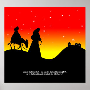 Mary & Joseph, Bible Scripture Verse Poster