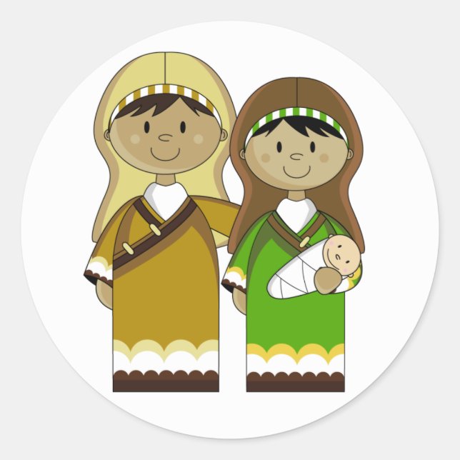 Mary & Joseph mit dem Baby Jesus Sticker (Vorderseite)