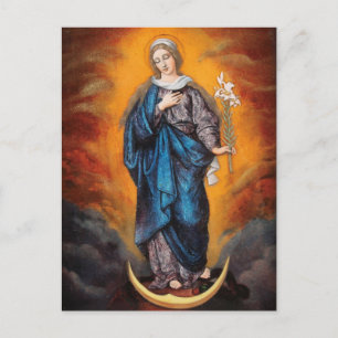 Mary, Madonna Lily, Crescent Moon Postkarte