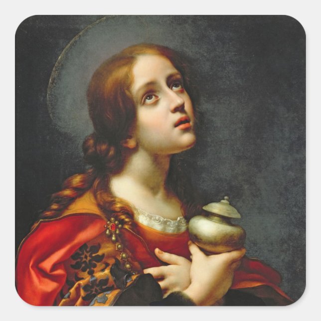 Mary Magdalene, 1660-70 (Öl auf Leinwand) Quadratischer Aufkleber (Vorderseite)