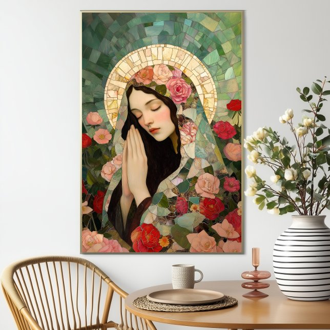 Mary Magdalene Floral Roses Mosaic Art Poster (Von Creator hochgeladen)