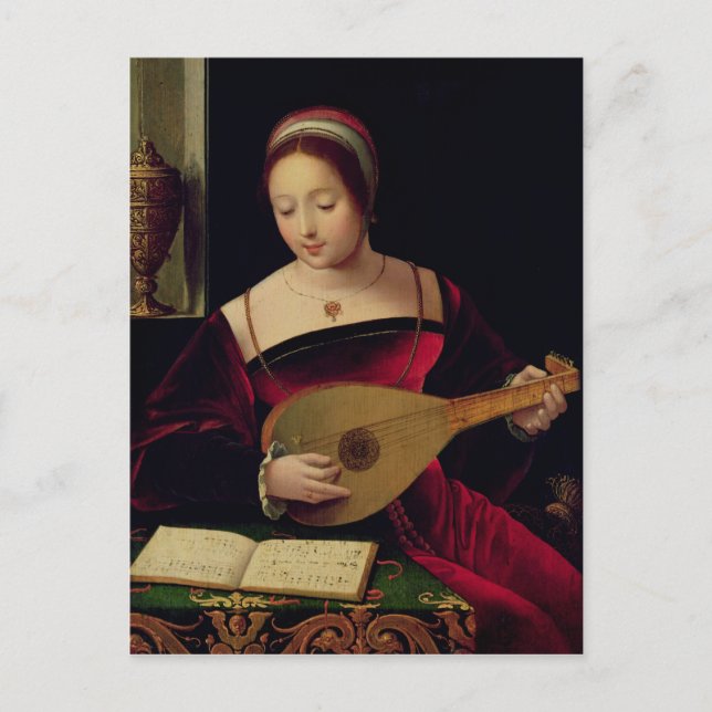 Mary Magdalene spielt die Lute Postkarte (Vorderseite)