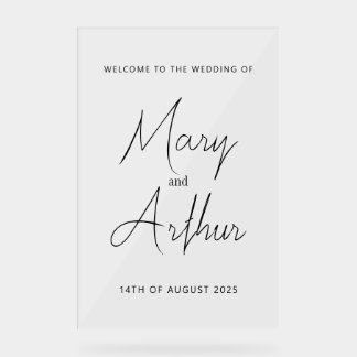 Mary Minimalistisch Wedding Acrylic Begrüßungszeic Acrylschild