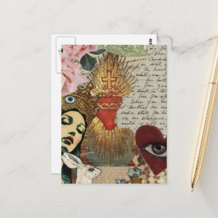 Mary Mixed Media Collage Postkarte