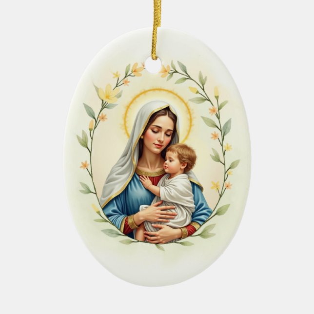 Mary Mother of God Peace and Blessings Scripture Keramik Ornament (Vorne)