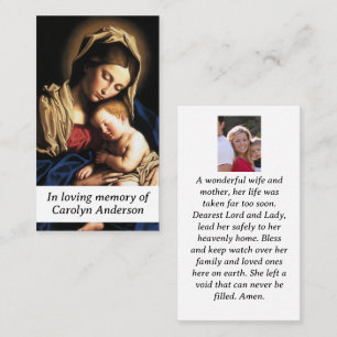 Mary Mother of God Prayer Card Telefonnummerkarte