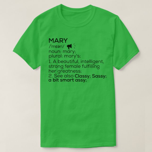 Mary Name Definition Mary Weibenname T-Shirt (Design vorne)