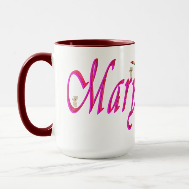 Mary, Name, Logo, Maroon Combo Kaffee Tasse (Links)