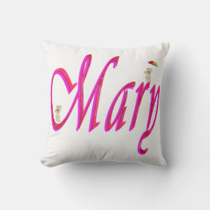 Mary, Name, Logo, weißes Kissen. Kissen
