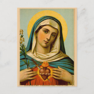 Mary Our Lady of Traurows Unakulates Heart Postkarte
