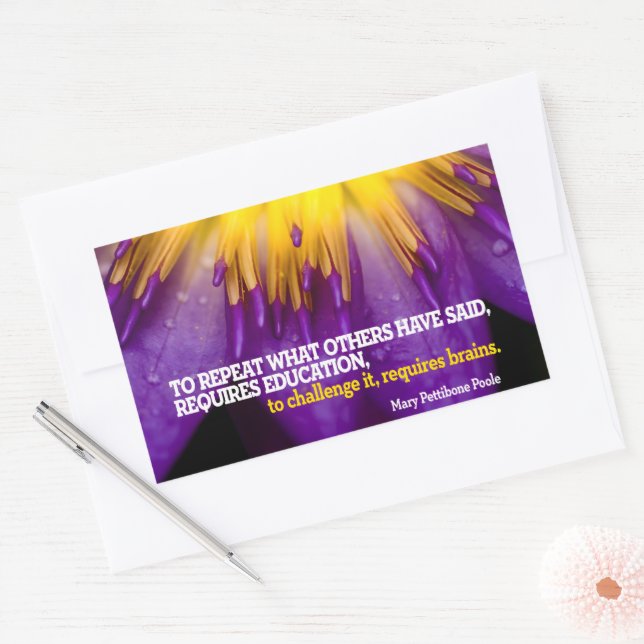 Mary Pettibone Poole Inspiration Zitat "Gehirne" Rechteckiger Aufkleber (Umschlag)