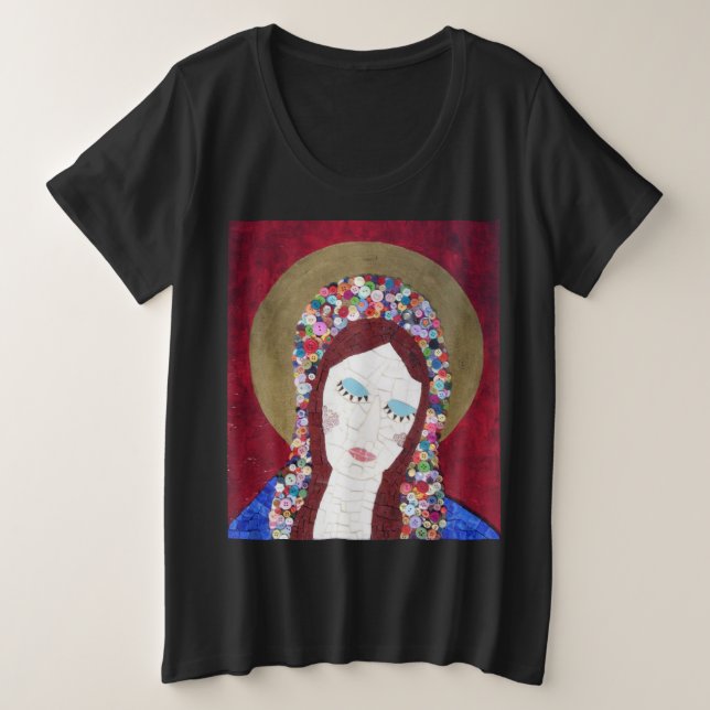 Mary Plus Size T - Shirt auf Black (Design vorne)