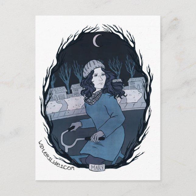 "Mary" Postkarte - Winterrutschen (Vorderseite)