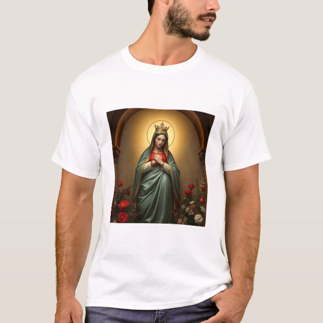 Mary Queen of Heaven Catholic Men's Tee Shirt (Vorderseite)