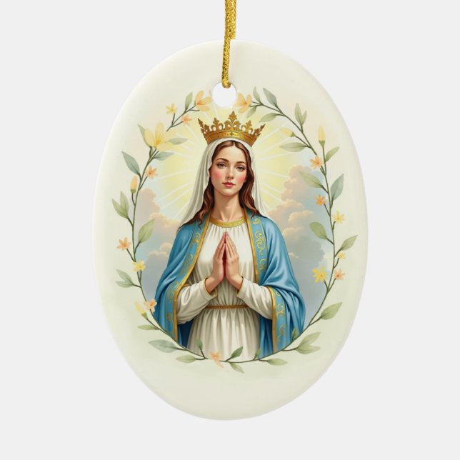 Mary Queen of Heaven God's Peace and Blessings Keramik Ornament (Vorne)
