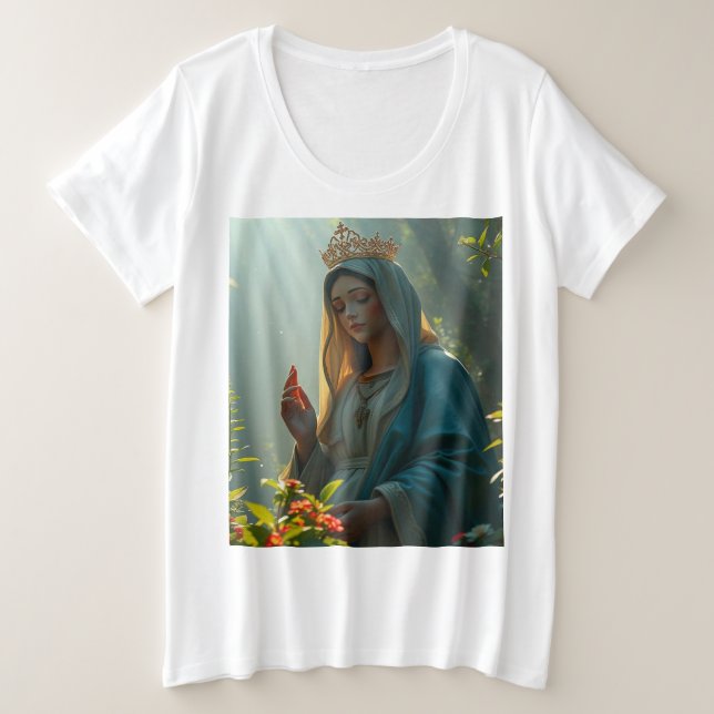 Mary Queen of Heaven Women's Plus Size T-Shirt (Design vorne)