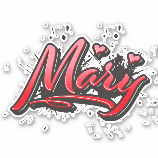 Mary red Heart Graffiti Aufkleber Sticker (Vorderseite)