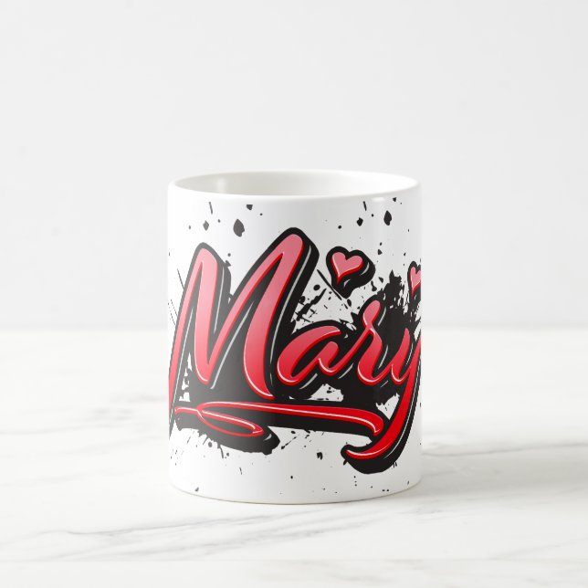 Mary red Heart Graffiti Tasse Kaffeetasse (Mittel)