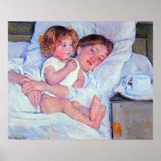 Mary Stevenson Cassatt Frühstück im Bett Poster