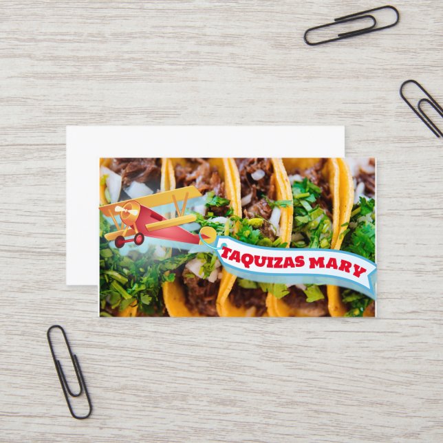 Mary taquizas Visitenkarte (Vorderseite/Rückseite Beispiel)