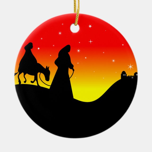 Mary u. Joseph Keramik Ornament (Vorne)