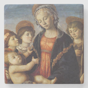 Mary und Baby Jesus mit Engel Weihnachten Steinuntersetzer