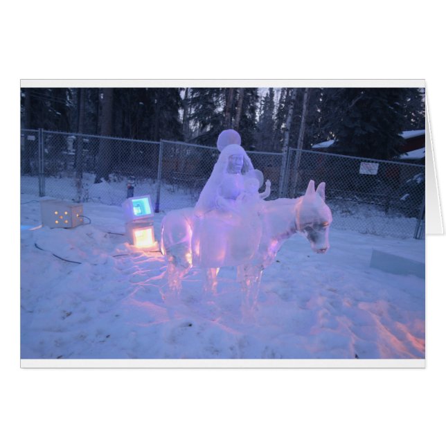 Mary-und Baby-Jesus-Nachtschnee-Winter-Skulptur (Vorderseite (Horizontal))