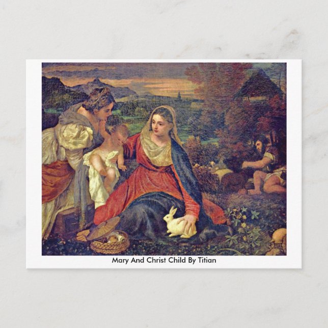 Mary und Christ Child by Titian Postkarte (Vorderseite)