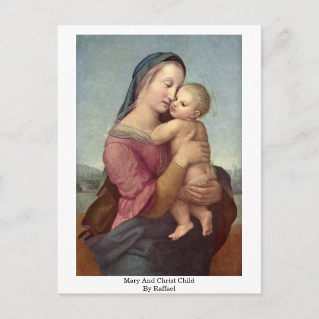 Mary und Christ Child von Raffael Postkarte (Vorderseite)