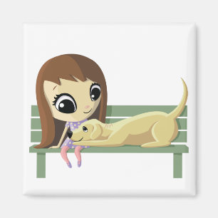 Mary und Crouton der Hund Magnet