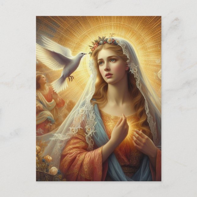 Mary und die weiße Taube Postkarte (Vorderseite)