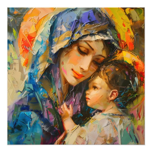 Mary und Jesus Expressionismus Fotodruck (Vorne)