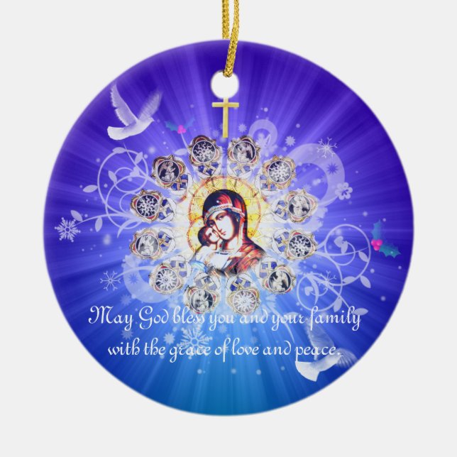 Mary und Jesus Keramik Ornament (Vorne)