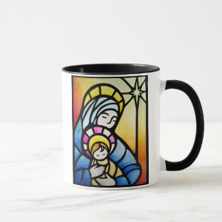 Mary und Jesus verklebten die Glass-Tasse Tasse