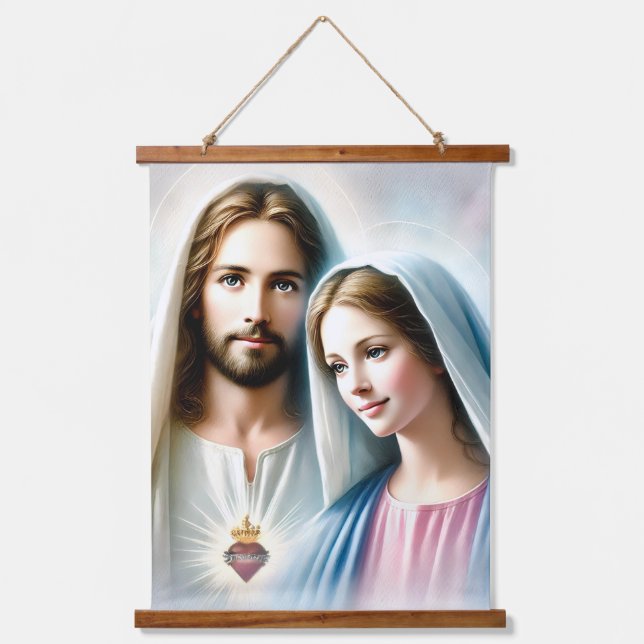 Mary und Jesus Wandteppich Mit Holzrahmen (Vorderseite)