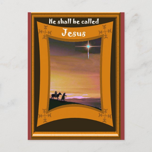 Mary und Joseph auf der Straße Postkarte (Vorderseite)